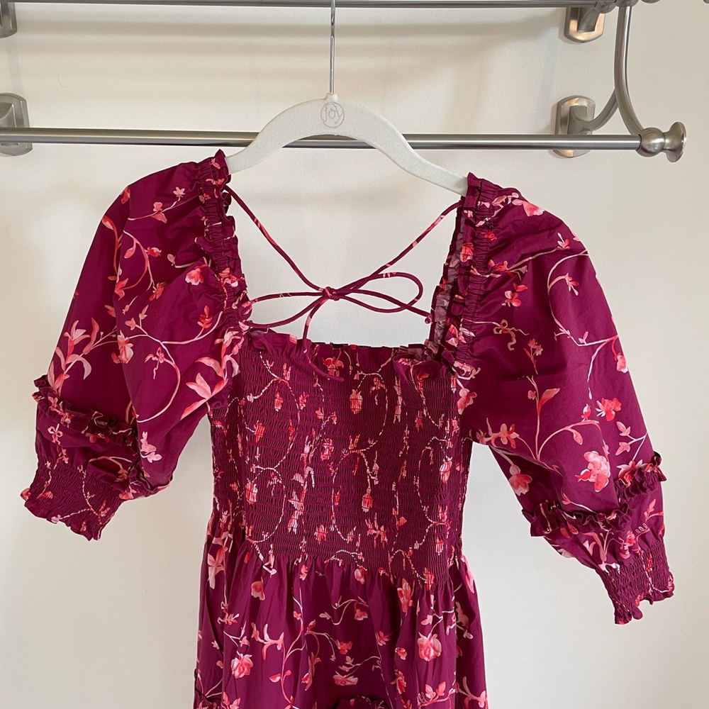 Hill House Midi Dress in Burgundy Floral - Picture 3 of 7